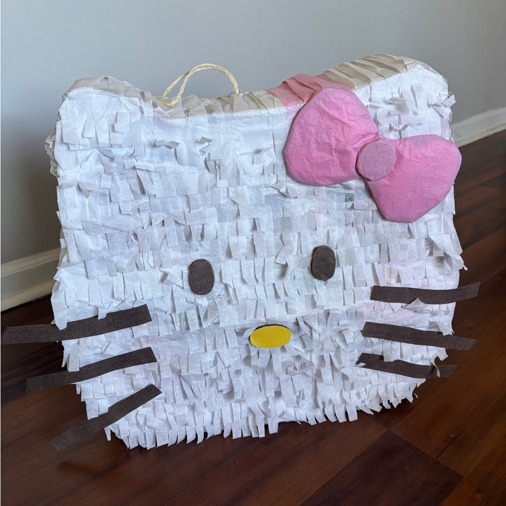 Cute Cat Piñata with Pink Bow
